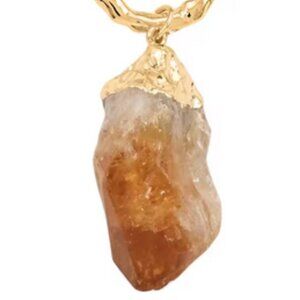 New CITRINE Necklace in Goldtone 67.50 ctw Point Made in Brazil GEMSTONE